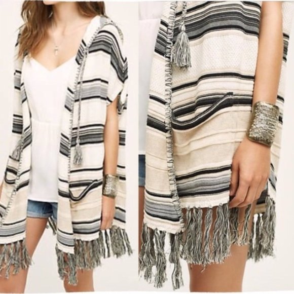 Anthropologie Moth Calexico Hooded Stripe Beach Wrap - Picture 4 of 11